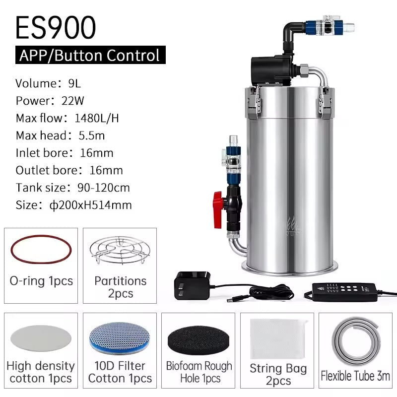 WEEK AQUA Steel canister filter with app controlled DC pump