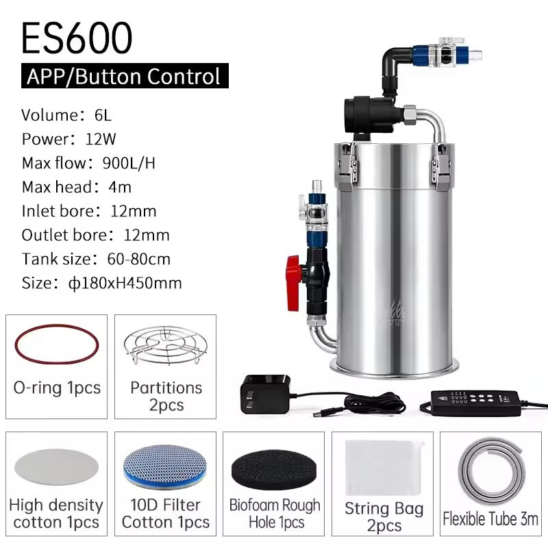 WEEK AQUA Steel canister filter with app controlled DC pump