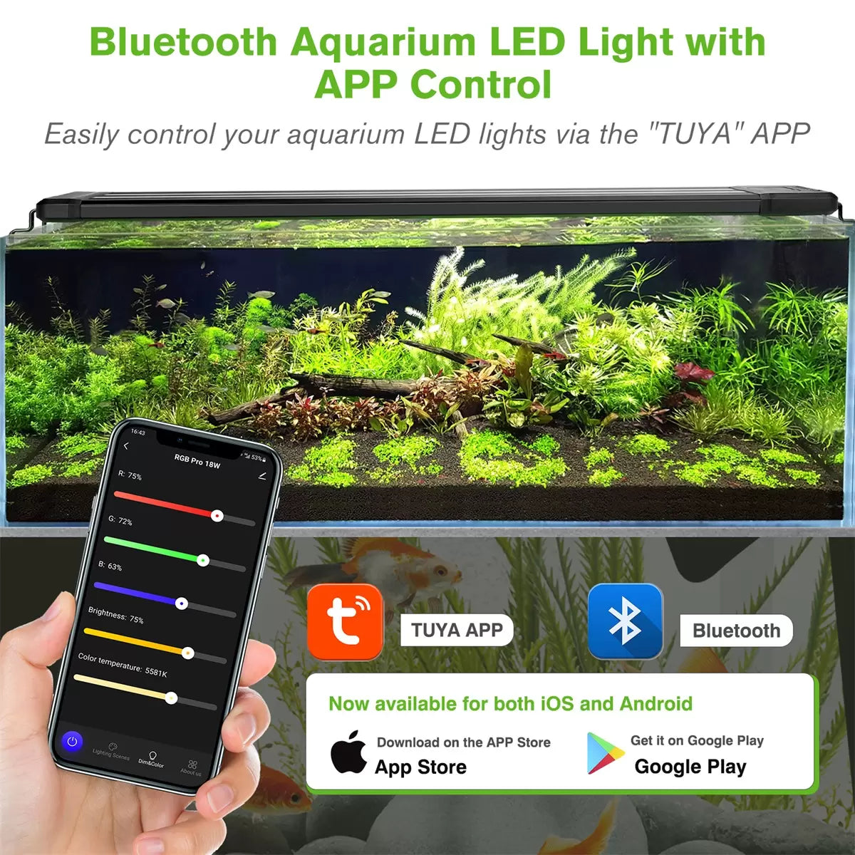 Hygger Aquarium Bluetooth LED Light (30cm - 90cm) RGB