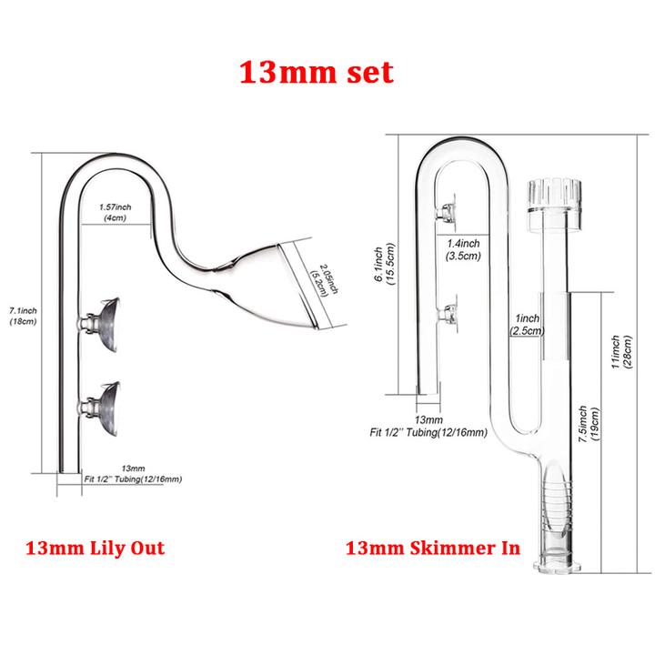 FZONE High clarity Glass In/Out flow pipes with Skimmer