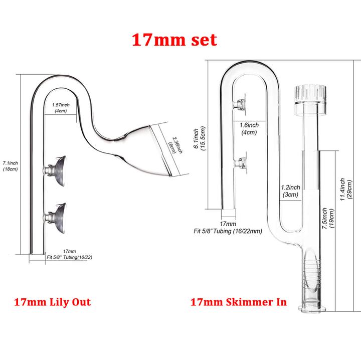 FZONE High clarity Glass In/Out flow pipes with Skimmer