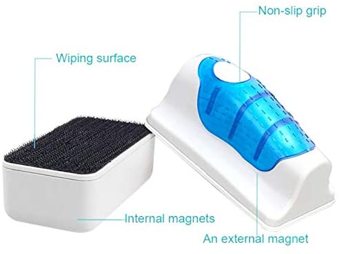 Magnetic aquarium fish tank brush with algae scraper