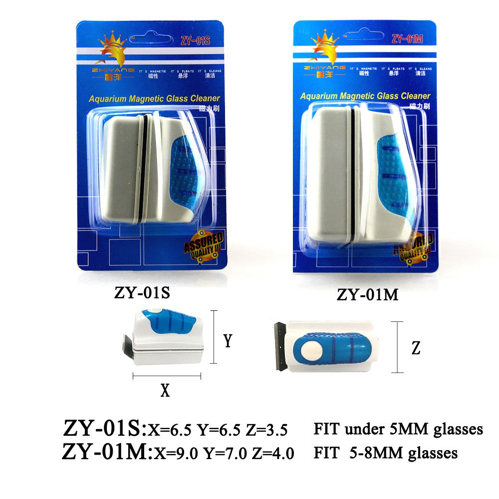 Magnetic aquarium fish tank brush with algae scraper