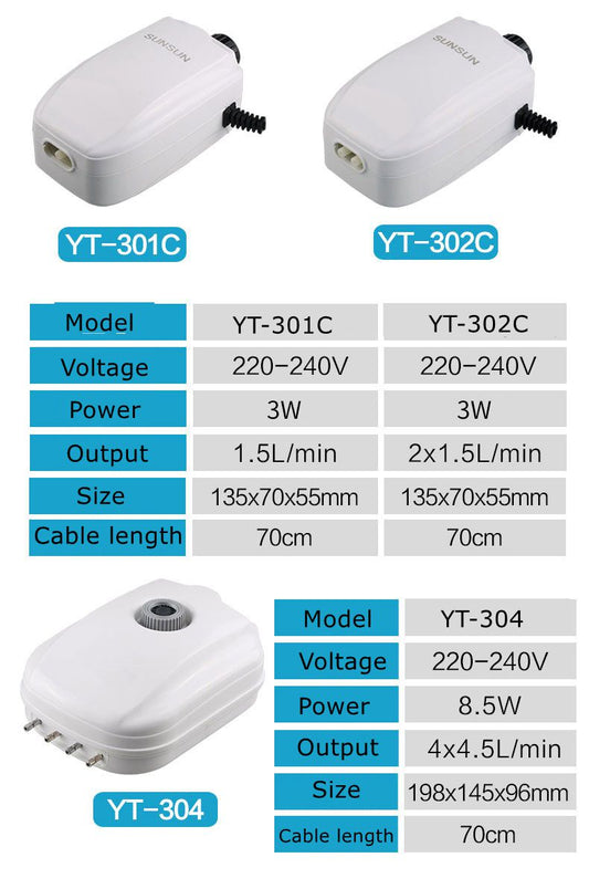 SUNSUN YT series air pump (301-C / 302-C / 304)