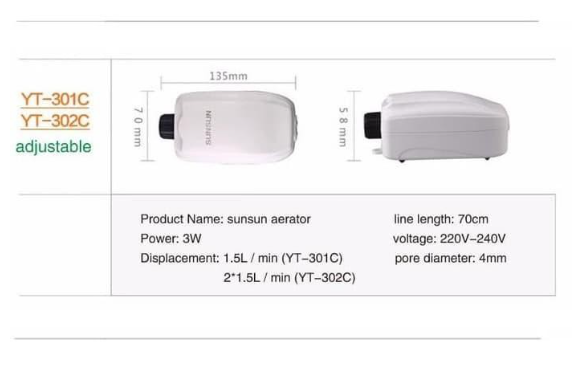 SUNSUN YT series air pump (301-C / 302-C / 304)