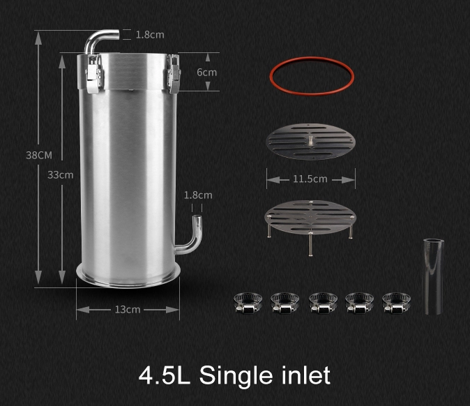5L Steel canister filter with flow control DC pump