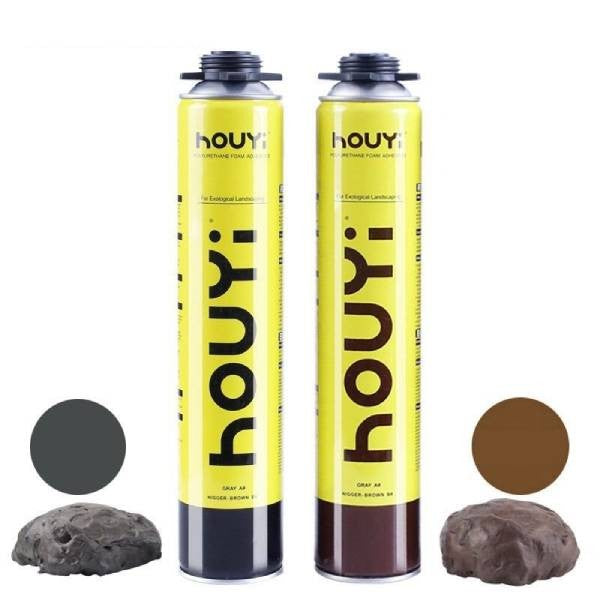 HOUYI Expanding foam glue in wood or stone color - 900gm