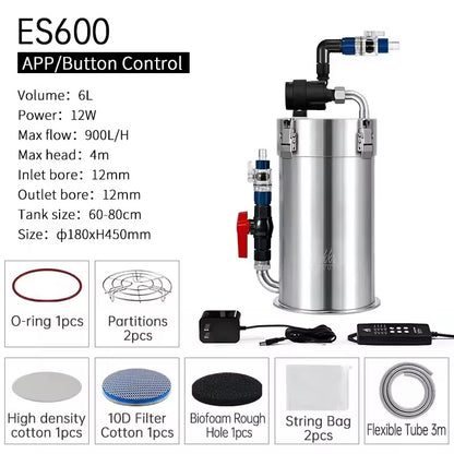 WEEK AQUA Steel canister filter with app controlled DC pump