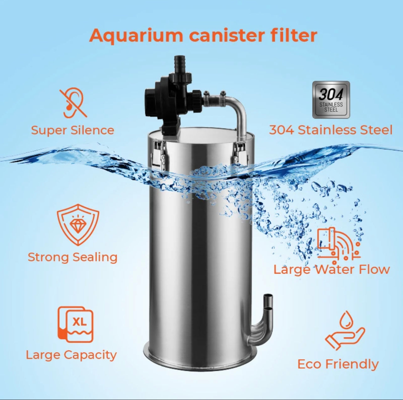 5L Steel canister filter with flow control DC pump