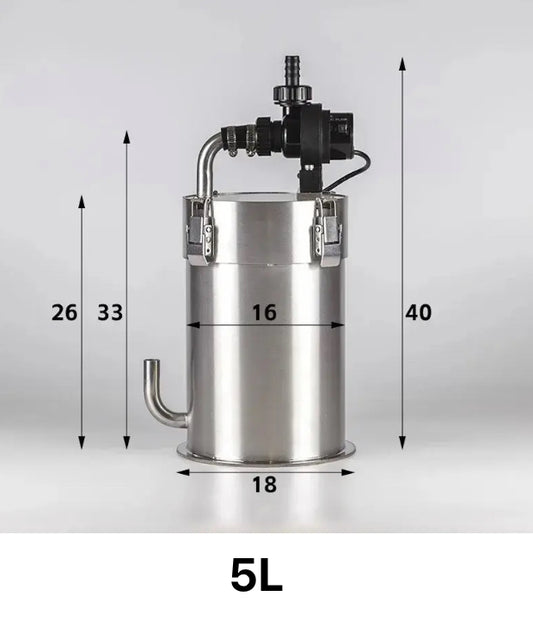 5L Steel canister filter with flow control DC pump