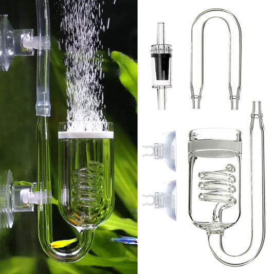 Spiro Tube Glass CO2 Diffuser with U bend and check valve