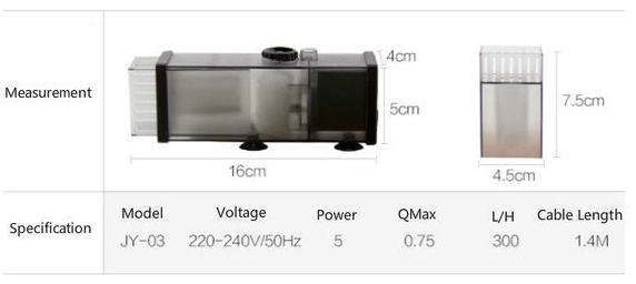 Sunsun JY-03 Surface Skimmer for Aquarium Plant Fish Tank - 220-240V 5W 300L/H