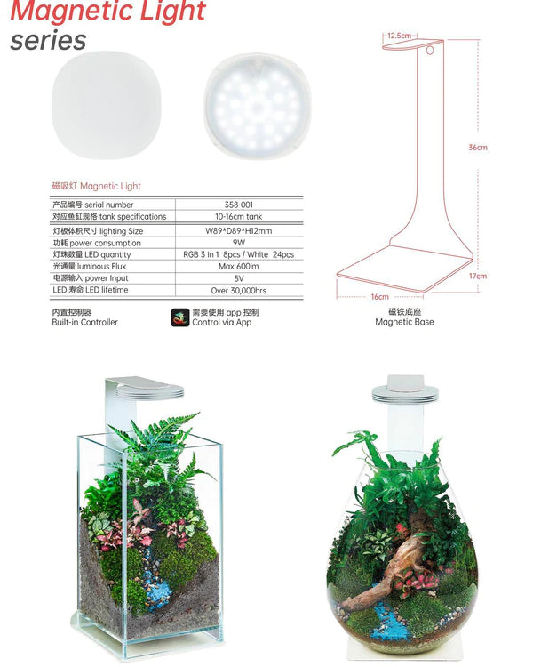 Chihiros Magnetic lamp with Glass pot / Glass air for terrarium